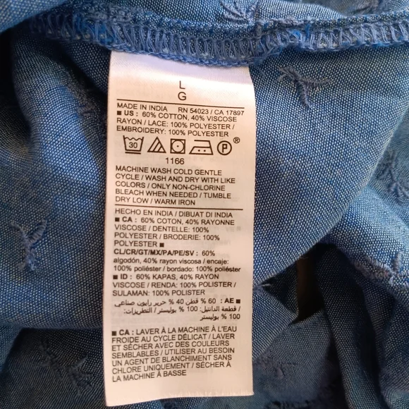 Old Navy Cottagecore Blue Long Sleeve Button Up Shirt L - Picture 8 of 8